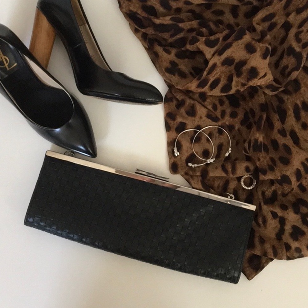 Black Clutch with silver hardware
